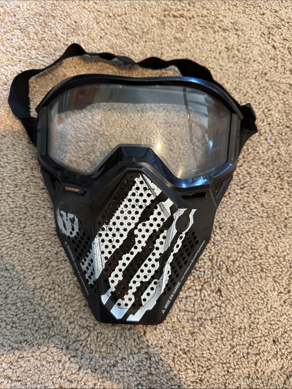 Black and White Tactical Face Mask Goggles